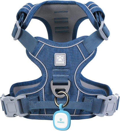 Pawaii No Pull Dog Harness with Pet ID Tag,Reflective Strips No Choke Front O Ring Breathable Mesh Adjustable Soft Padded Pet Vest with Easy Control Handle for Small Dogs