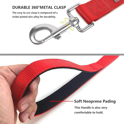 Basic Dog Leashes 6 FT Padded Handle Nylon Dogs Leashes for Large Dogs Red