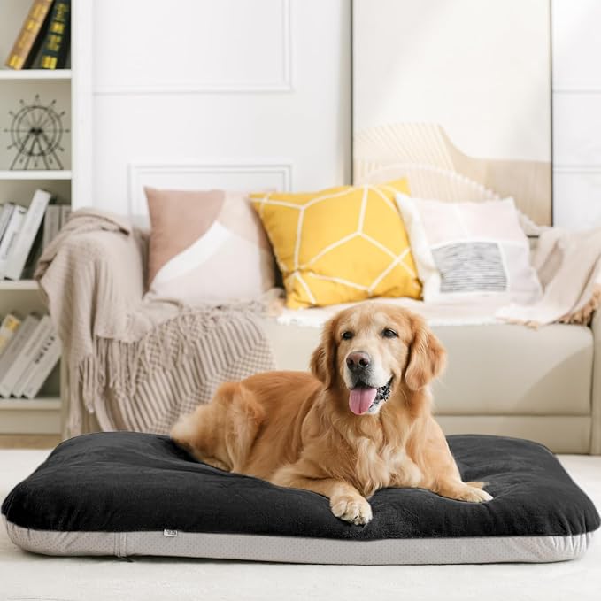 Magic Dog Super Soft Large Dog Bed, 39 Inches Orthopedic Foam Pet Beds with Anti Slip Bottom, Dog Sleeping Mattress with Removable and Washable Cover, Dark Grey L,39'' X 33.5'' X 3.7''