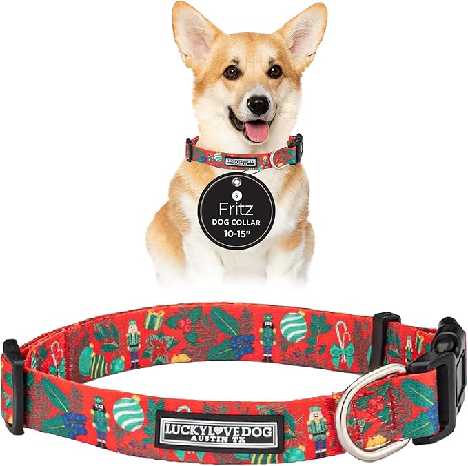 Lucky Love Dog - Adjustable Dog Collar with Easy Click Buckle for Small Dogs, Durable, & Comfortable for Male & Female Dogs, Pet Collar for Puppies & Adult Dogs - Fritz, Small