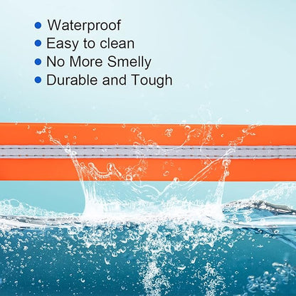 NIMBLE Dog Collar Waterproof Pet Collars Anti-Odor Durable Adjustable PVC & Polyester Soft with Reflective Cloth Stripe Basic Dog Collars S/M/L Sizes (Large (15.35”-24.8”inches), Orange)
