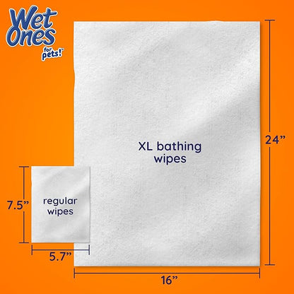 Wet Ones for Pets Multipurpose Dog Wipes with Aloe Vera, Tropical Splash Scent - Extra Large Pet Bathing Wipes with Wet Lock Seal for Dog Paws & All Over Use, 10 Count