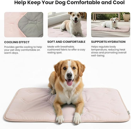 Dormora Cooling Pet Mat – 35x23 Dog or Cat Cool & Comfy, Soft Breathable Self-Cooling Pad, Pet-Safe, Durable, Perfect for Hot Weather, Naps, Crates, Cars, Couch, Washable & Easy to Take Anywhere, Pink
