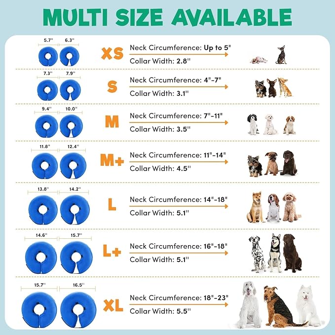 BENCMATE Inflatable Dog Cone Collar Alternative, Soft Dog Cone for Small Medium Large Dogs and Cats, Neck Recovery ECollar Donut Collar After Surgery (Large+, Navy Blue)