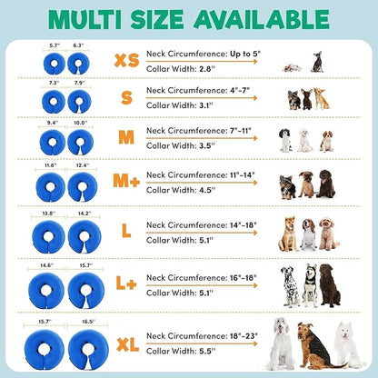 BENCMATE Inflatable Dog Cone Collar Alternative, Soft Dog Cone for Small Medium Large Dogs and Cats, Neck Recovery ECollar Donut Collar After Surgery (Large+, Navy Blue)