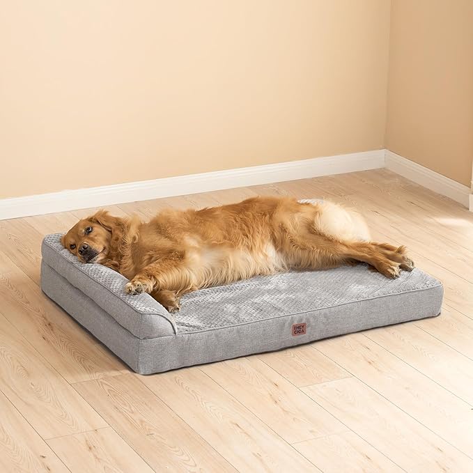 EHEYCIGA Extra Large Dog Bed Othorpedic 44x32x6.5, Memory Foam XL Dog Bed with Washable Removable Cover, Waterproof Pet Sofa Couch XLarge Size Dogs with Nonskid Bottom, Grey