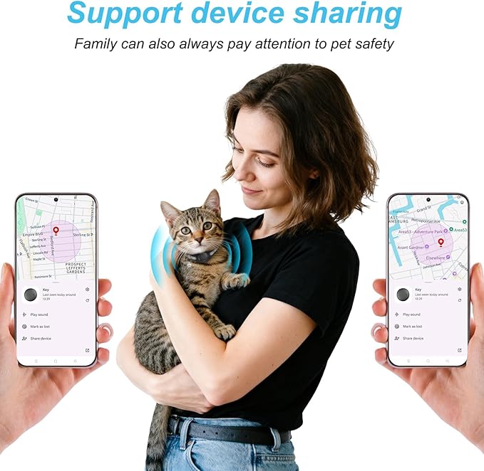 Google Android Cat Tracker Collar, Mini Cat GPS Tracker, Smart Pet Activity Trackers, No Subscription, GPS Cat Collar Certified Finder, Anti-Lost, Finder Tag for Vehicles, Pets, Kids, Items (1 Pack)