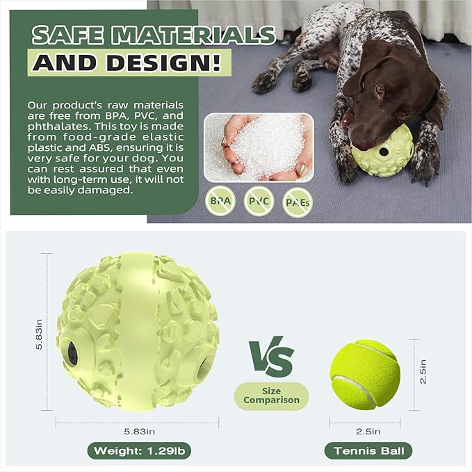 KADTC Extra-Large Size Durable Dog Giggle Ball U.S. Patent & Brand & Design for Large Aggressive Chewers Breed Dogs Wobble Giggling Toy Interactive Play for Indoor Outdoor
