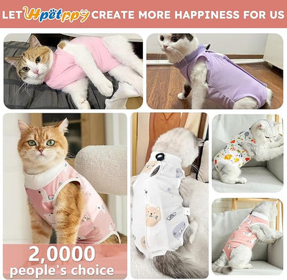 Hpetppy Cat Recovery Suit for Spay Abdominal Wounds, Breathable Cat Onesie for Cats After Surgery Female, Kitten Surgical Recovery Suit Female Cone of Shame Alternative for Cats Anti Licking