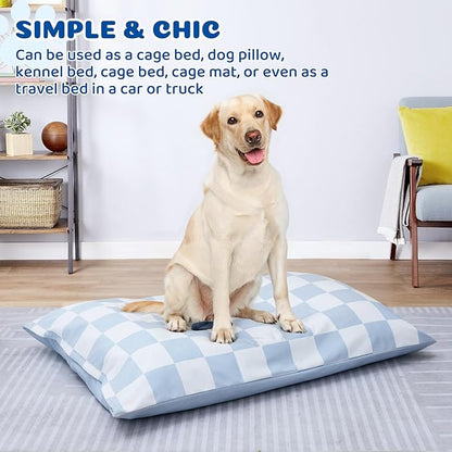 UWELL PETS Large Dog Bed with Removable Washable Cover for Large Dogs Deluxe Plush Dog Crate Beds Comfy Kennel Pad Waterproof Lining and Blue Gel Memory Foam Memory Foam（Blue 40.2 * 30 * 4in）