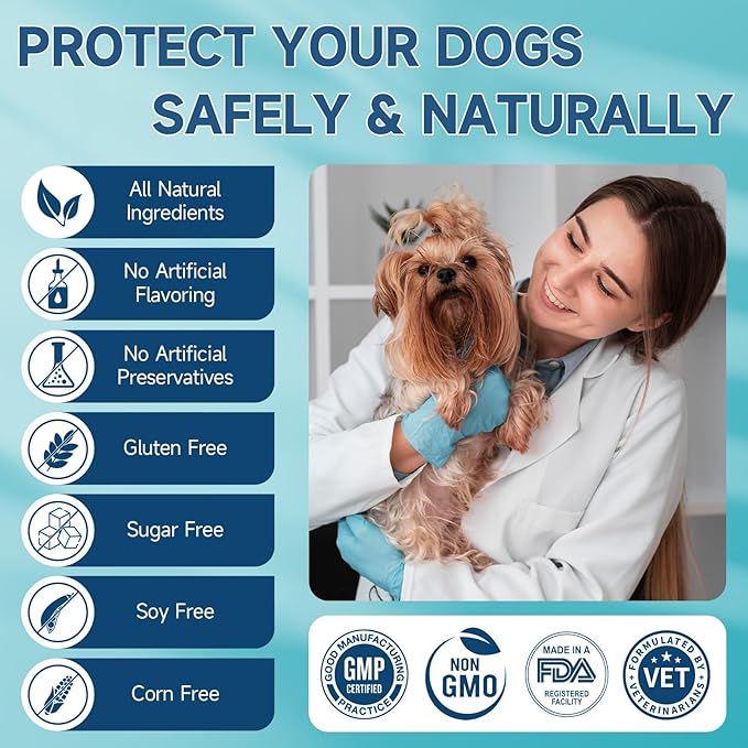 Woyamay Flea and Tick Prevention for Dogs Chewables, 200 Soft Treats, Natural Dog Flea and Tick Treatment, Oral Flea Chews for Dogs Supplement, Flea and Tick Chews for Dogs Puppies, All Breeds & Sizes