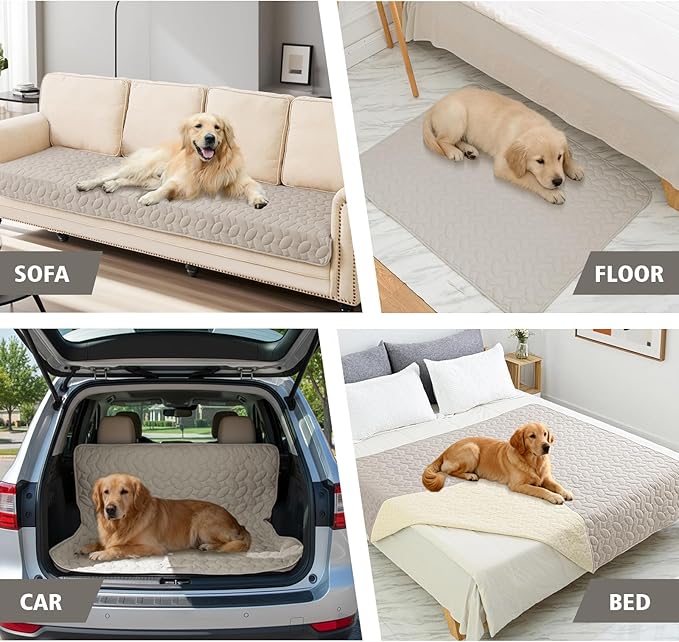 Ameritex Waterproof Pet Bed Cover Anti-Slip Dog Bed Blanket for Sofa and Furniture Waterproof New Pattern Design (Khaki, 30x53 Inch (Pack of 1))