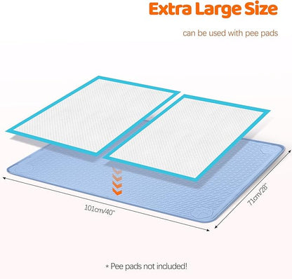 Pee Pads for Dogs, 40" x 28" Extra Large Reusable Silicone Mat, Washable Puppy Training Pads for Potty Training, Non-Slip, Leak-Proof, Indoor Floor Protection (Blue)