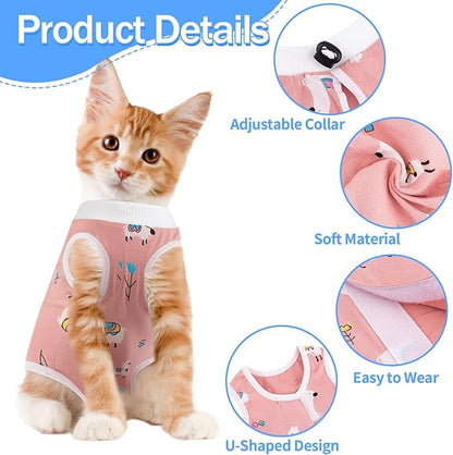 Coppthinktu Cat Recovery Suit Female, Breathable Cat Onesie After Surgery Female for Abdominal Wounds or Skin Diseases, Surgery Recovery Suit Kitten Surgical Onesie After Spay Wear Anti Licking