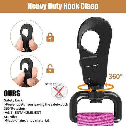 Tactical Dog Collar Leash Set, Adjustable Military Training Nylon Collar Dog Training with Control Handleand Metal Buckle, Dog Collar for Medium Large Dogs (Pink,XL)