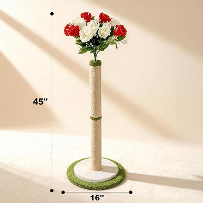 CWV Rose Flower Cat Scratching Post, Tall Cat Scratcher for Indoor Cats | Aesthetic Floral Decorative Scratching Post for Adult Cats & Kittens, S