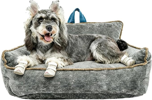RAFASAFA Small Dog Bed, Washable Pet Bed with Removable Cover, with Sides, Carry Handle & Side Pockets .Plush Chenille Orthopedic Pet Bed Couch for Small Breed Dogs & Cats Calming