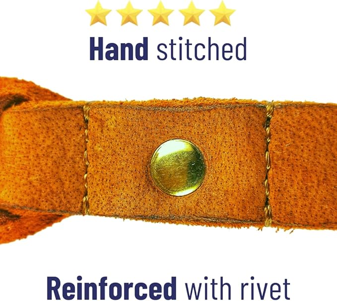 Leather Short Dog Leash 15 Inch - Short Dog Traffic Lead for Large Dogs Training and Walking - Braided Leather Tab for Large Dogs - Full Grain Heavy Duty. (Tan, 1 FT)