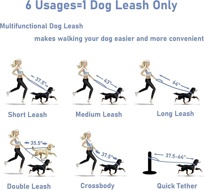 ZALER Dog Collar and Leash Set, Waterproof Adjustable Odor Proof Pet Collars Leashes Easy to Clean, 6FT Dog Leash with 2 Hooks for Large, Medium Small Dogs (XS, Blue)