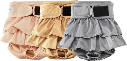 Reusable Dog Diapers Female Medium Washable, Premium Doggie Diaper for Dogs, Pack of 3, Highly Absorbent Dog Diaper for Heat, Incontinence and Puppy Training(M)