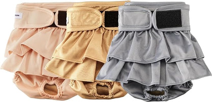 Reusable Dog Diapers Female Large Washable, Premium Doggie Diaper for Dogs, Pack of 3, Highly Absorbent Dog Diaper for Heat, Incontinence and Puppy Training(L)