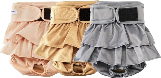 Reusable Dog Diapers Female Large Washable, Premium Doggie Diaper for Dogs, Pack of 3, Highly Absorbent Dog Diaper for Heat, Incontinence and Puppy Training(L)