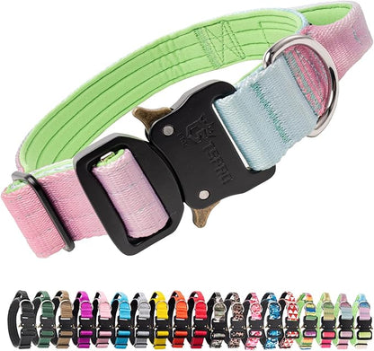 TSPRO Premium Dog Collars Tactical Dog Collar with Handle and Heavy Duty Quick-Release Metal Buckle Durable Thick and Adjustable for Medium to Large Dogs (Cyan Gradient M)
