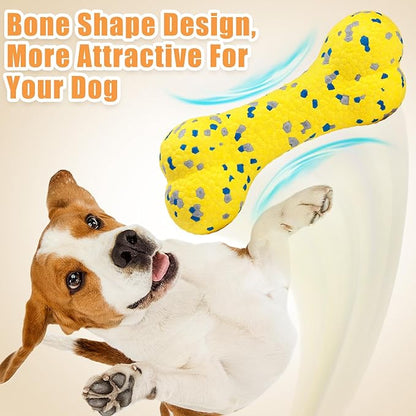 Moonorange 7.28" Indestructible Large Bone Balls for Aggressive Chewers Durable Stick Bouncy Interactive Chew Toy for Dogs Fetch Game Lightweight Floating Outdoor Training, Yellow