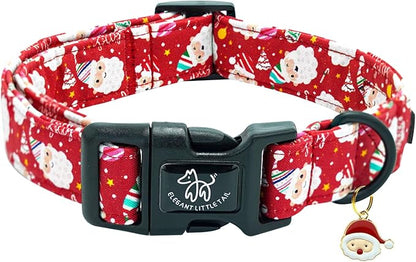 Elegant littlle Tail Christmas Dog Collar, Red Pet Collars Soft Cotton Winter Dog Collar with Quick Release Buckle Pet Puppy Collars for Small Medium Large Dogs