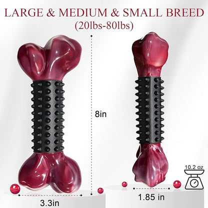 Apasiri Dog Toys for Aggressive Chewers with Bacon Flavor: 8" Indestructible Chew Bones for Large Breeds, Tough Nylon & Rubber Dog Toys Keep Them Busy, Interactive Play - 2-Pack
