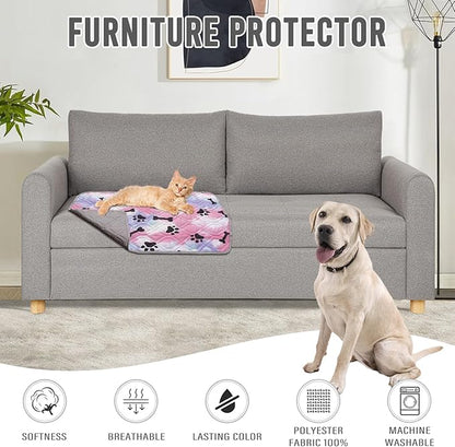 BOCTOPUG Dog Bed Cover for Pets Blankets Rug Pads for Couch Protection Waterproof Bed Covers Dog Blanket Furniture Protector Reusable Changing Pad (20X30, Red+Black Paw Bone)