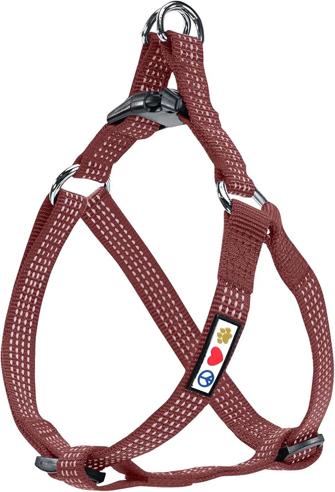 Pawtitas Reflective Step-in Dog Harness – Adjustable No-Pull Vest for Puppies to Seniors, Safe & Comfortable, XS Marsala