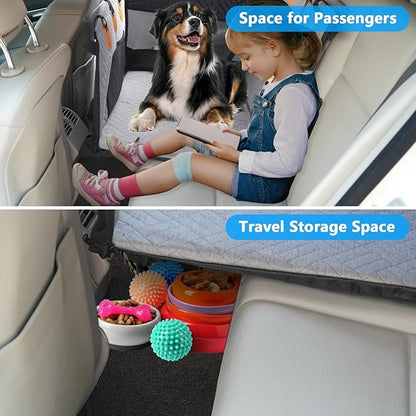 Dog Car Seat for Large Medium Dogs, Hard Bottom Back Seat Extender for Dogs with Soft Removable Blanket, Non-Slip Dog Car Hammock Turn into Soft Pet Travel Bed,Pet Seat for Car SUV Truck(Grey)