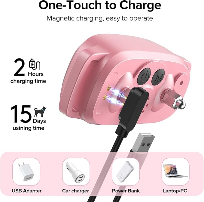 FAFAFROG Dog Bark Collar, Rechargeable Smart Collar, Anti Barking Training Collar with 5 Adjustable Sensitivity Beep Vibration, Bark Collar for Large Medium Small Dogs (Pink)