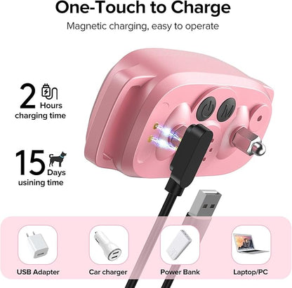 FAFAFROG Dog Bark Collar, Rechargeable Smart Collar, Anti Barking Training Collar with 5 Adjustable Sensitivity Beep Vibration, Bark Collar for Large Medium Small Dogs (Pink)