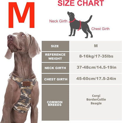 Puppytie Dog Harness & Multi-Function Leash Set for Medium Dogs (16lb-35lb), Camouflage Brown, M, No Pull, Easy Walk, Adjustable, Soft Dog Vest Harness, Fashionable Dog Accessories