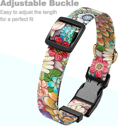 Rnivvi Dog Collar for Small Dogs, Cute Heavy Duty Adjustable Puppy Collar with Quick Release Buckle for Boy Girl & Female, Pet Accessories for Walking Running, S Length 3/4" Width, Colorful Mandala