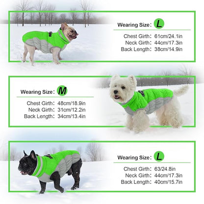 Warm Dog Coats for Medium Dogs, Waterproof Dog Jacket with Harness Built in, Zipper Clousure, Fleece Lining for Cold Weather Outdoor Walks, Snowsuit for Schnauzer, Boston Terrier, Pug - M