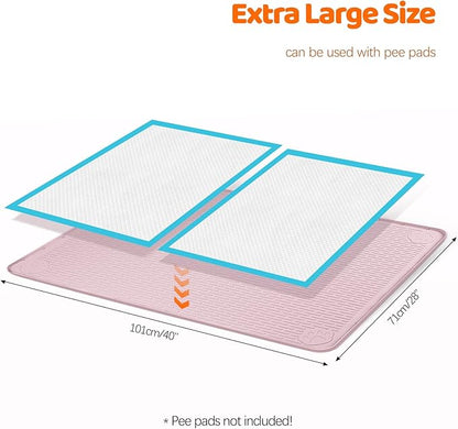 Pee Pads for Dogs, 40" x 28" Extra Large Reusable Silicone Mat, Washable Puppy Training Pads for Potty Training, Non-Slip, Leak-Proof, Indoor Floor Protection (Pink)