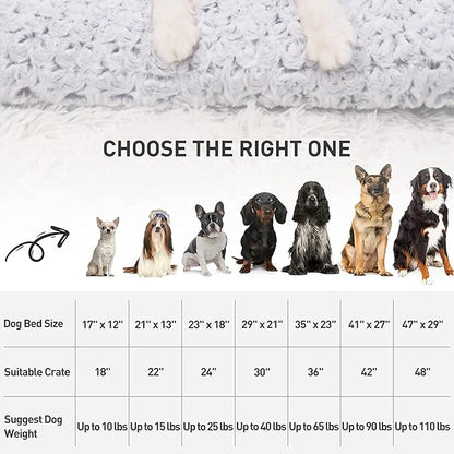 KSIIA Washable Dog Bed Deluxe Plush Dog Crate Beds Comfy Kennel Pad Anti-Slip Pet Sleeping Mat for Large, Jumbo, Medium, Small Dogs Breeds, 23" x 18", Gray