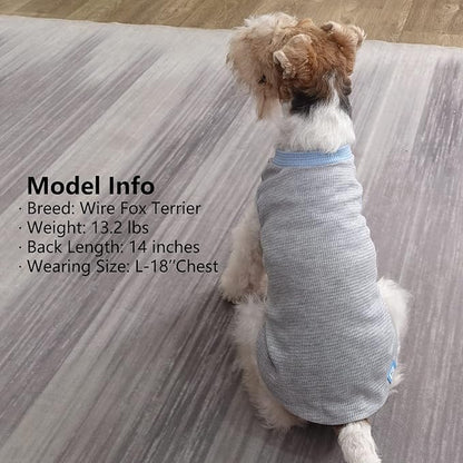 KYEESE 2Pack Dog T Shirts Waffle Stretchy T-Shirts Lightweight Tank Top Sleeveless Vest Breathable Pet Apparel, XX-Large, Blue+Grey