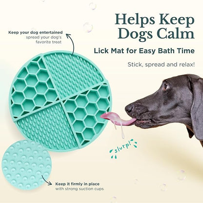 Nina Woof Bath Kit for Dogs & Puppies – Grooming Set with Recycled Polyester Towel, Silicone Brush & Lick Mat – Stylish at-Home Dog Bath Kit, Perfect Dog Gift