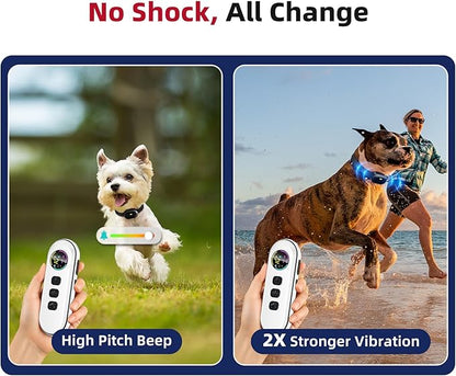 2025 Upgraded Ultra-Small Shock Collar for 2 Dogs, Ultra-Light & Thin Shock Collar for Small Dogs 5-15lbs, Ultra-Modern Design, Beep, Vibration and Shock with Safety Lock, IPX7 Waterproof, WhiteBlack