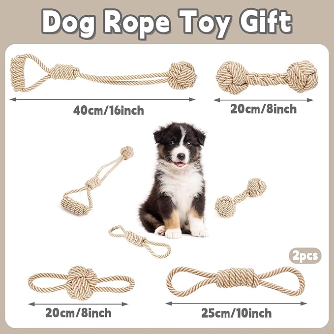 PATTEPOINT Dog Rope Toy for Small Dog 5pcs, Natural Chew Toys for Puppy, Medium & Small Dogs, Tug of War Rope for Puppies Clean & Relieve Teething