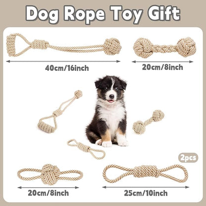 PATTEPOINT Dog Rope Toy for Small Dog 5pcs, Natural Chew Toys for Puppy, Medium & Small Dogs, Tug of War Rope for Puppies Clean & Relieve Teething