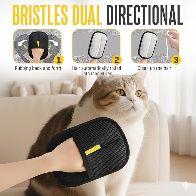 New 2pcs Pet Hair Removal Gloves for Cats & Dogs | Five-Finger Electrostatic Magic Brush for Effortless Pet Hair Remover | Carpet, Sofa, Clothing, Laundry, Couch, Car Seat