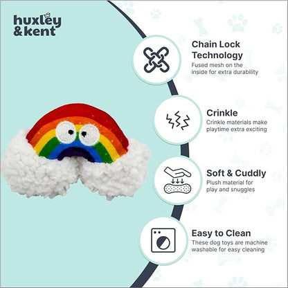 Huxley & Kent Interactive Crinkle Puppy Toys w/ Power Plush Tech - Cute Puppy Toys - Dog Toys for Enrichment (Happy Rainbow, Small)