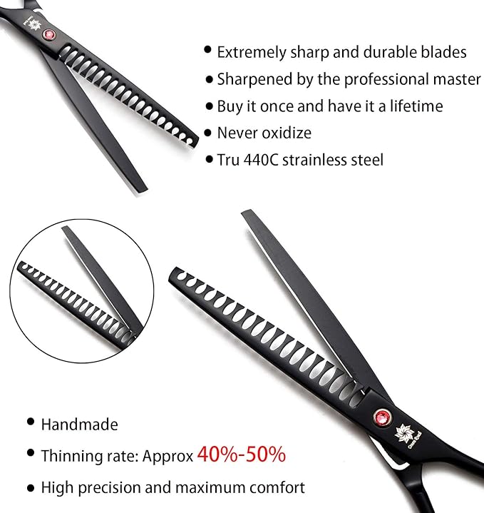 Dream Reach Professional 7.0'' Curved Chunker Scissors for Dogs and Cats
