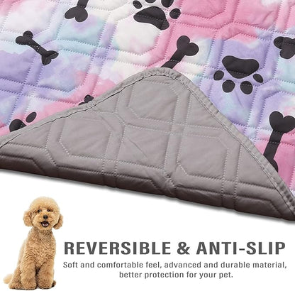 BOCTOPUG Dog Bed Cover for Pets Blankets Rug Pads for Couch Protection Waterproof Bed Covers Dog Blanket Furniture Protector Reusable Changing Pad (20X30, Red+Black Paw Bone)