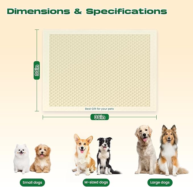 DOGGO DOUG Puppy Pads 50 Count Small 30x36in Bamboo Training Pads Deodorizing Leakproof Quick Drying Dog Pee Pads Super Absorbent Disposable Pee Pads for Dogs with Adhesive Tabs